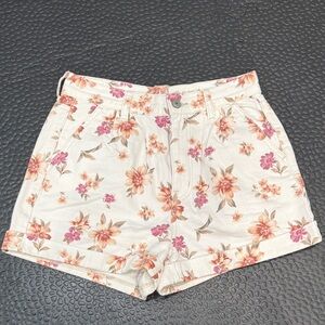 Floral Women's White Denim Shorts